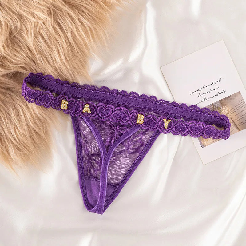 Custom Name Personalized Lace Thong